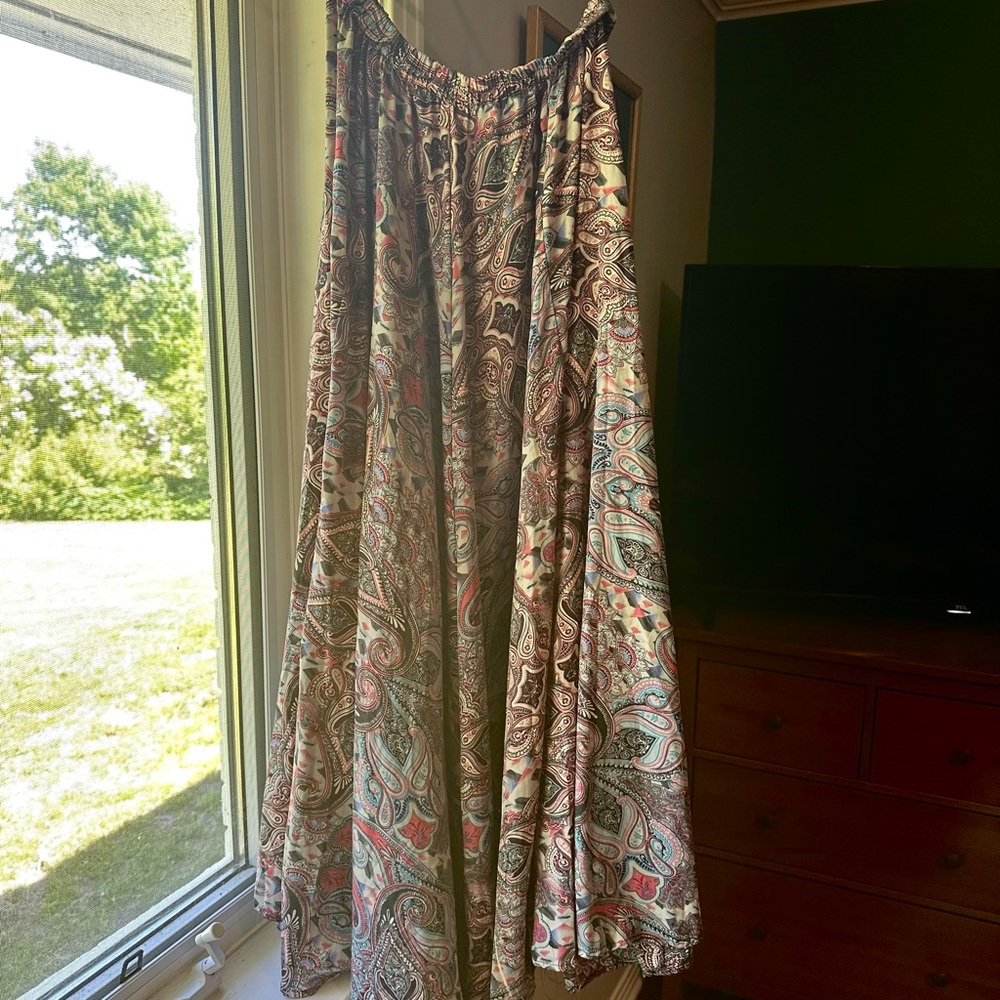Magic Tan and Cream Pleated Maxi Skirt